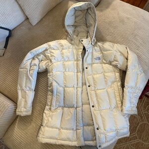 The North Face Pearl White Quilted Down Jacket